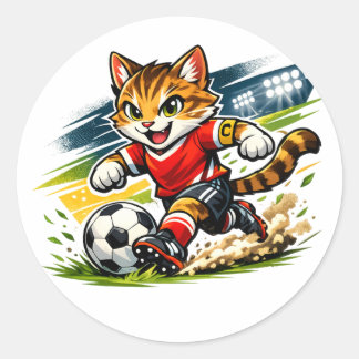 Kapitein Kat: De Voetbalsprint Ronde Sticker