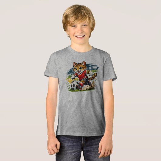 Kapitein Kat: De Voetbalsprint Tri-Blend Shirt (Voorkant volledig)