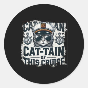 Kapitein Kat-tain Van Cruiseschip Zee Vakantie Kit Ronde Sticker