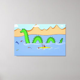 Kapitein Kayak en Loch Ness Monster Canvas Afdruk
