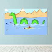 Kapitein Kayak en Loch Ness Monster Canvas Afdruk (Insitu (Houten vloer))