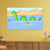 Kapitein Kayak en Loch Ness Monster Canvas Afdruk (Insitu (Woonkamer))