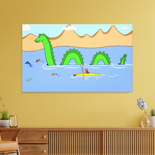 Kapitein Kayak en Loch Ness Monster Canvas Afdruk (Insitu (Woonkamer))