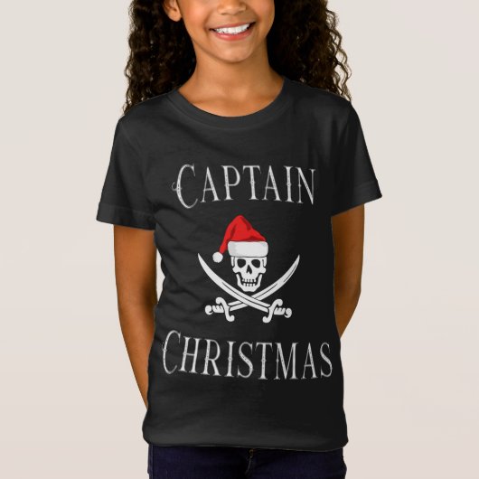 Kapitein kerstfeestdag Pirate Skull Santa Hat B T-shirt (Voorkant)