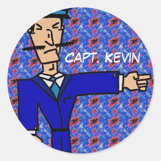 Kapitein Kevin Ronde Sticker (Voorkant)