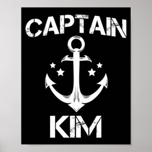 Kapitein Kim grappige verjaardagsnaam boot cadeau Poster