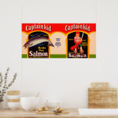 Kapitein Kind Merk Salmon Label- Seattle, WA Poster (Keuken)