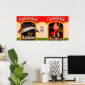 Kapitein Kind Merk Salmon Label- Seattle, WA Poster (Thuiskantoor)