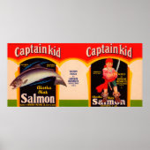 Kapitein Kind Merk Salmon Label- Seattle, WA Poster (Voorkant)