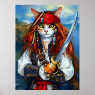 Kapitein Klauw van de Azuurzee   Piraat Kat Poster