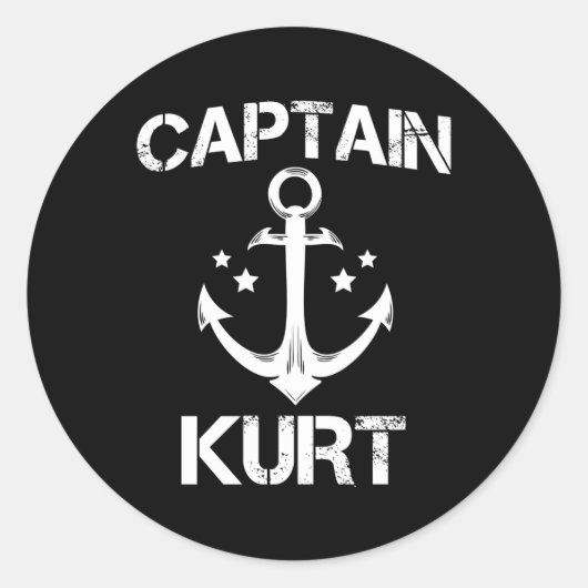 Kapitein Kurt gepersonaliseerde naam boot Ronde Sticker (Voorkant)