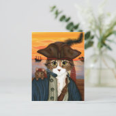 Kapitein Leo, Pirate Cat & Rat Fantasy Art Briefka Briefkaart (Staand voorkant)