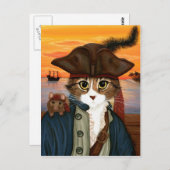 Kapitein Leo, Pirate Cat & Rat Fantasy Art Briefka Briefkaart (Voorkant / Achterkant)