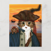 Kapitein Leo, Pirate Cat & Rat Fantasy Art Briefka Briefkaart (Voorkant)