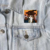 Kapitein Leo, Pirate Cat & Rat Fantasy Art Button (In situ)