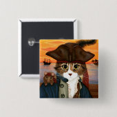 Kapitein Leo, Pirate Cat & Rat Fantasy Art Button (Voorkant /achterkant)