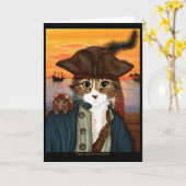 Kapitein Leo, Pirate Cat & Rat Fantasy Art Card Kaart (Gele Bloem)