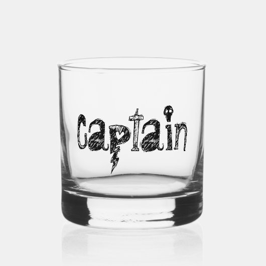 Kapitein Lettering Whisky Glas (Voorkant)