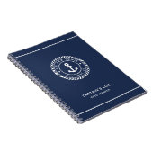 Kapitein Logboek Navy Blue Nautical Anchor Boat Na Notitieboek (Rechterzijde)