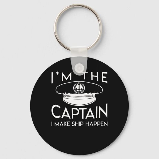 Kapitein Make Ship Happen Kapitein Boating Sleutelhanger (Voorkant)