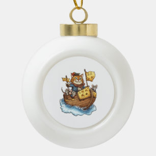Kapitein Meowbeard – Grappige Piratenkat Grafisch Keramische Bal Ornament