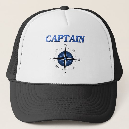 Kapitein met blauw compass-Roos Trucker Pet (Voorkant)