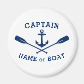 Kapitein met de naam Boat Anchor Oars Navy Blue Wh Magneet (Voorkant)