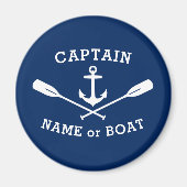 Kapitein met de naam Boat Anchor Oars White Navy B Magneet (Voorkant)