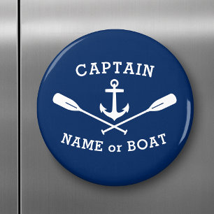 Kapitein met de naam Boat Anchor Oars White Navy B Magneet