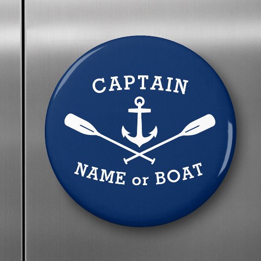 Kapitein met de naam Boat Anchor Oars White Navy B Magneet
