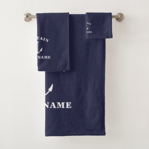 Kapitein met Jouw naam Anchor Bath-handdoekset Bad Handdoek