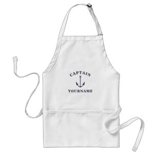 Kapitein met Jouw naam Nautical Anchor Apron Standaard Schort