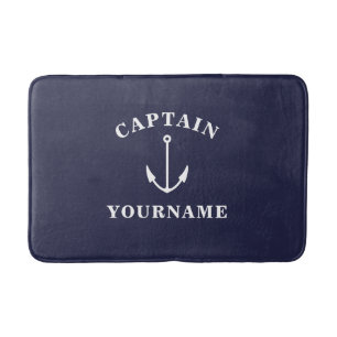 Kapitein met Jouw naam Nautical Anchor Bath Mat