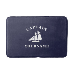 Kapitein met Jouw naam Sailboot Nautical Bath Mat