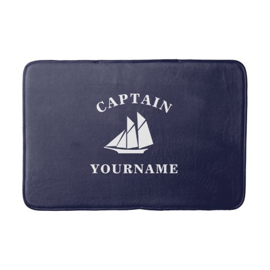 Kapitein met Jouw naam Sailboot Nautical Bath Mat (Voorkant)