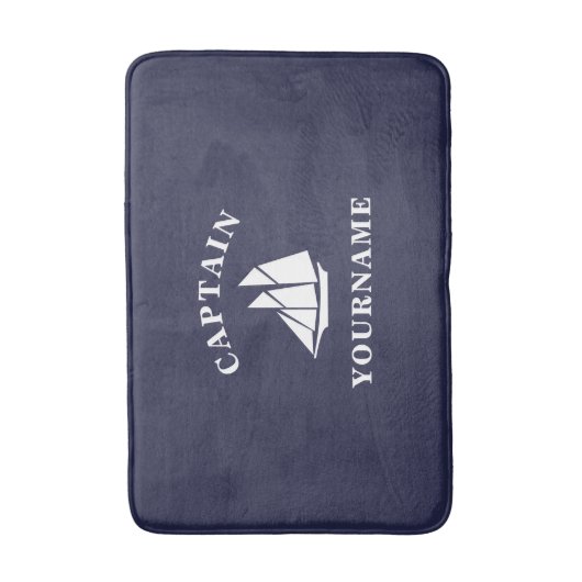 Kapitein met Jouw naam Sailboot Nautical Bath Mat (Voorkant Verticaal)