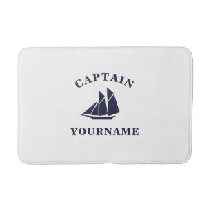 Kapitein met Jouw naam Sailboot Nautical Bath Mat