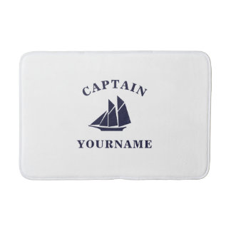 Kapitein met Jouw naam Sailboot Nautical Bath Mat