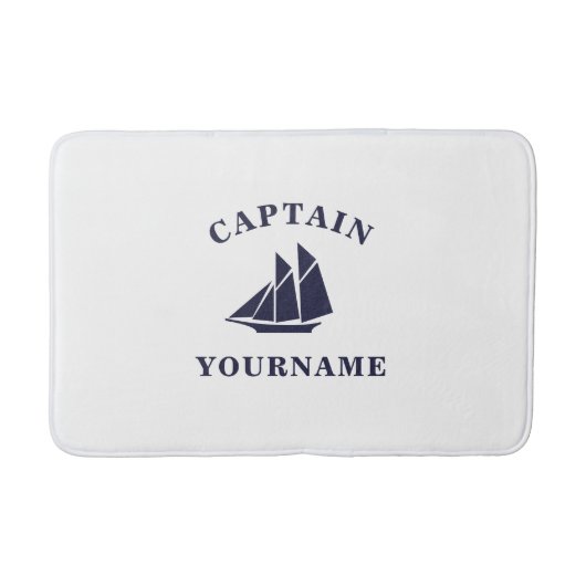 Kapitein met Jouw naam Sailboot Nautical Bath Mat (Voorkant)