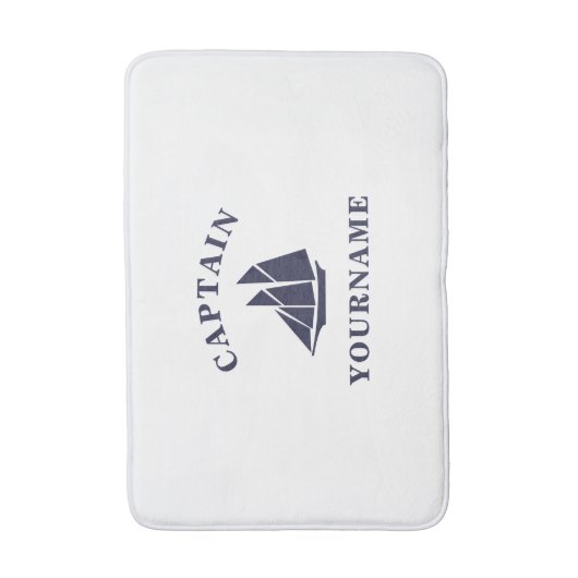 Kapitein met Jouw naam Sailboot Nautical Bath Mat (Voorkant Verticaal)