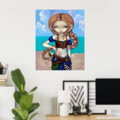 Kapitein Molly Morgan Art Print - Pirate Girl (Thuiskantoor)