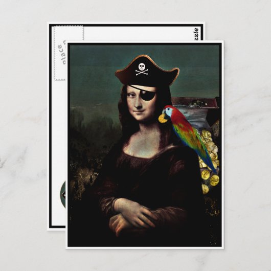 Kapitein Mona Lisa Pirate Briefkaart (Voorkant / Achterkant)