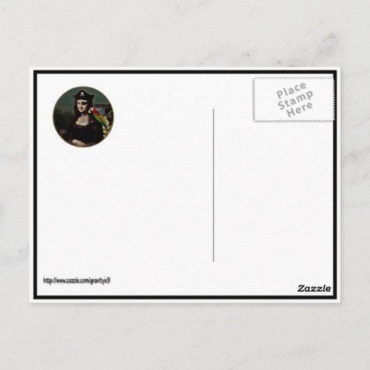 Kapitein Mona Lisa Pirate Briefkaart (Achterkant)