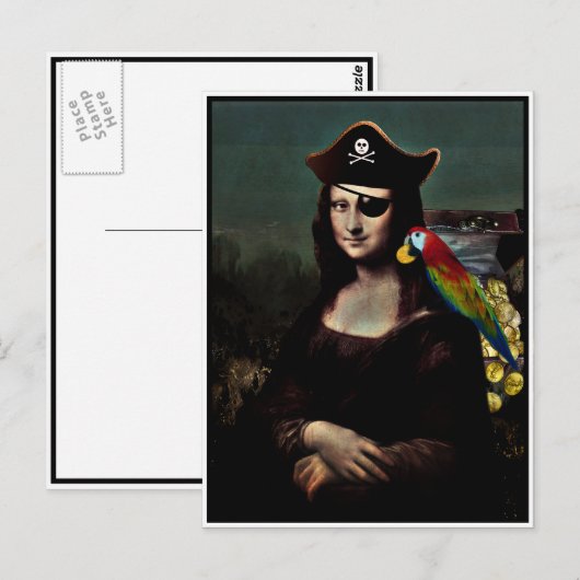 Kapitein Mona Lisa Pirate Briefkaart (Voorkant / Achterkant)