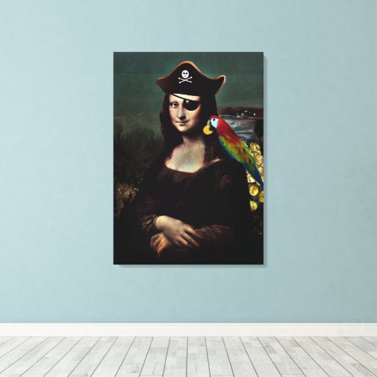 Kapitein Mona Lisa Pirate Canvas Afdruk (Insitu (Houten vloer))