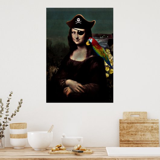Kapitein Mona Lisa Pirate Poster (Keuken)