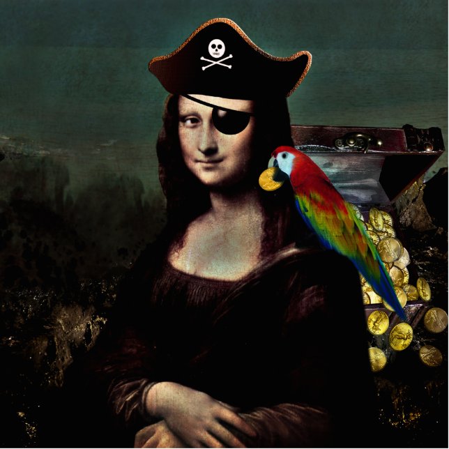 Kapitein Mona Lisa Pirate Staand Fotobeeldje (Voorkant)