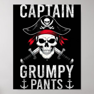Kapitein Mpy Broek Beoordeel Humor Schedel Grafisc Poster