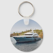 Kapitein Naam Anchor Gold Laurel Foto Back Black Sleutelhanger (Achterkant)