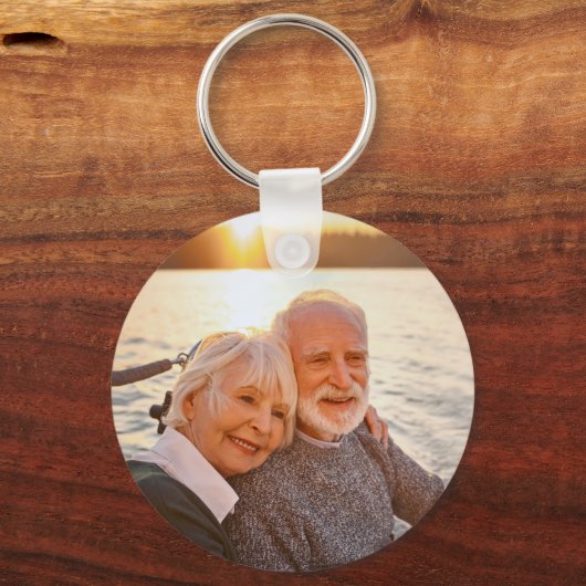 Kapitein Naam Anchor Gold Laurel Foto Back Navy Sleutelhanger (Achterkant)